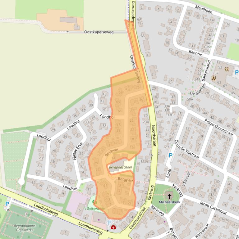 Kaart van postcodegebied 4364AZ.