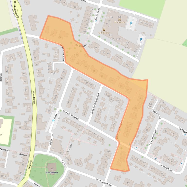 Kaart van postcodegebied 4364BB.