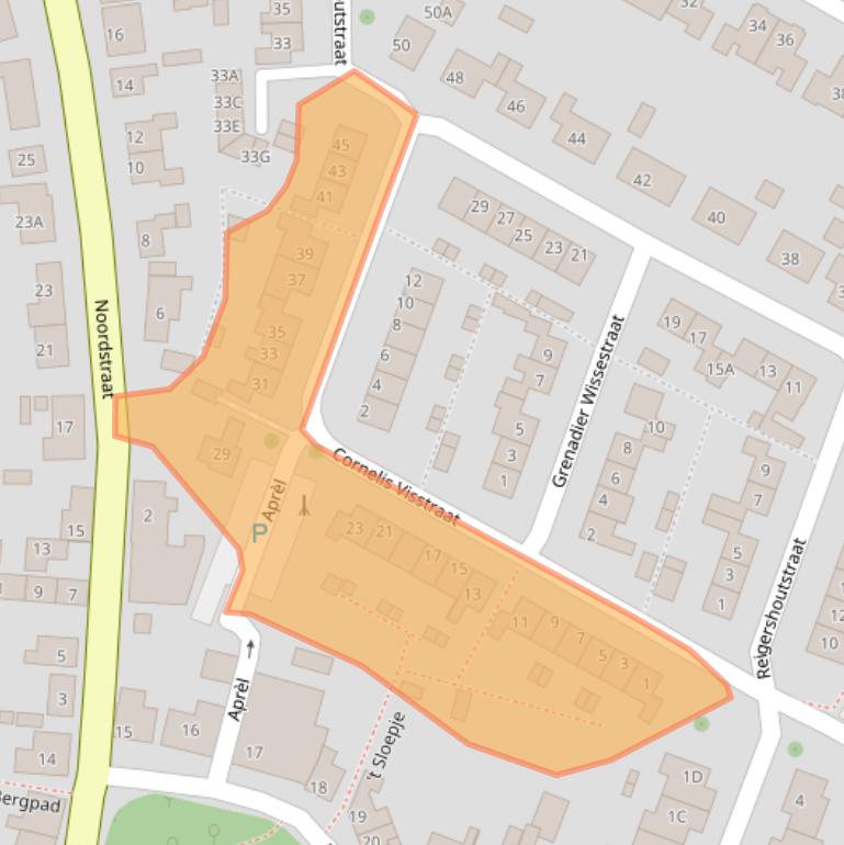 Kaart van postcodegebied 4364BC.