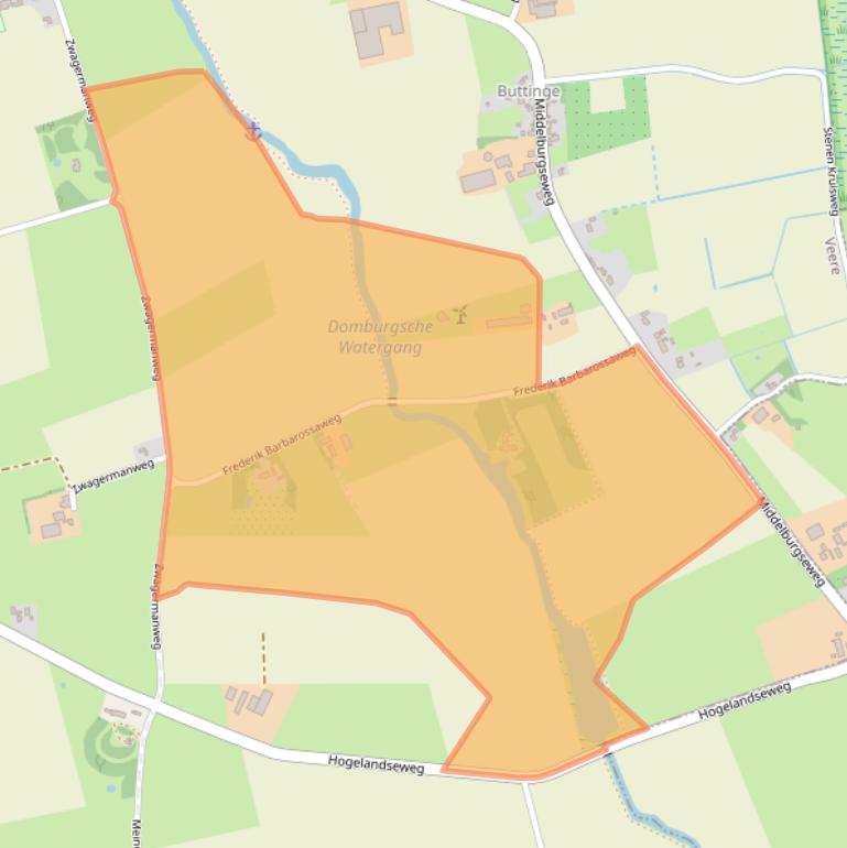 Kaart van postcodegebied 4364SG.