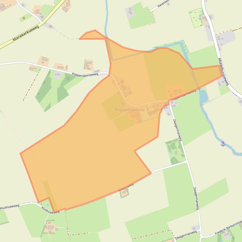 Kaart van postcodegebied 4364SL.