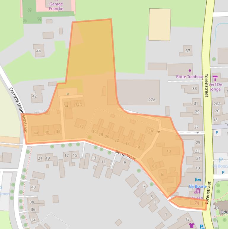 Kaart van postcodegebied 4365BD.