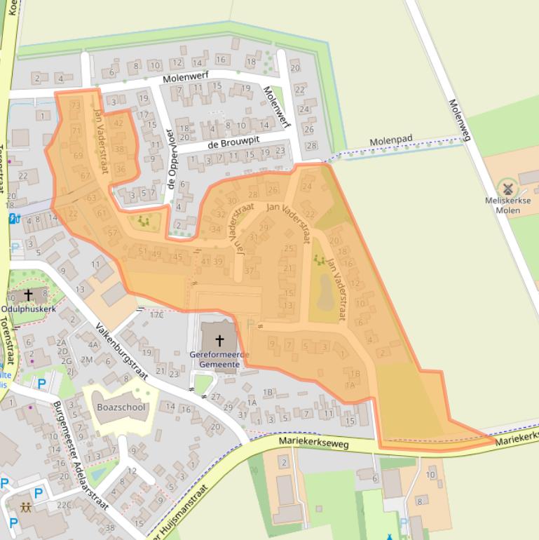 Kaart van postcodegebied 4365BH.