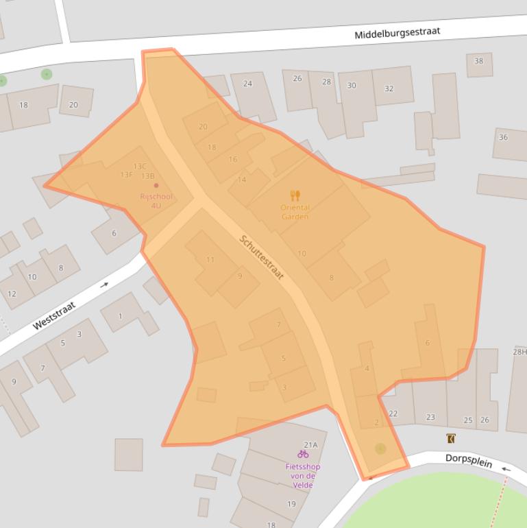 Kaart van postcodegebied 4371AD.