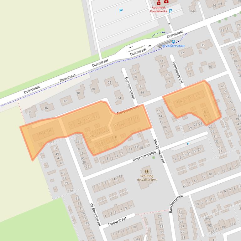 Kaart van postcodegebied 4371BD.