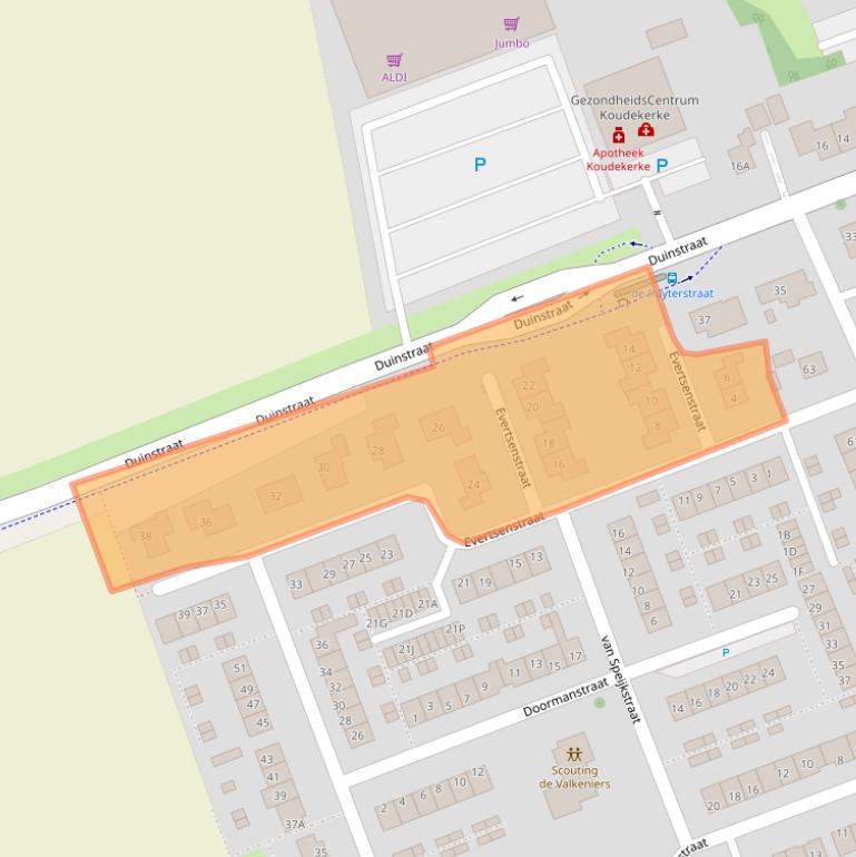 Kaart van postcodegebied 4371BE.