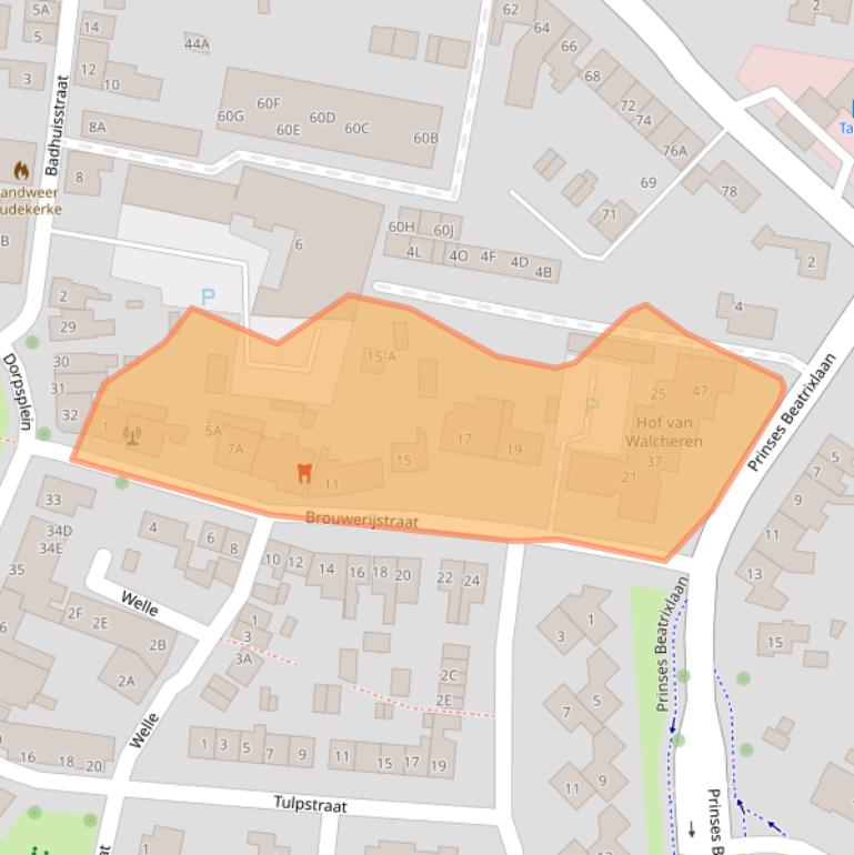 Kaart van postcodegebied 4371EJ.