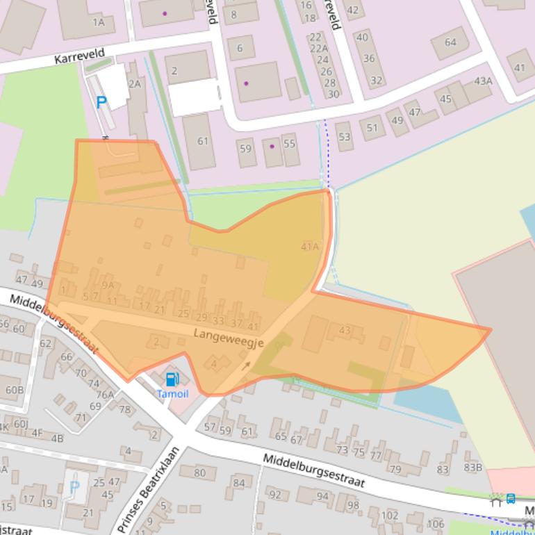 Kaart van postcodegebied 4371EM.
