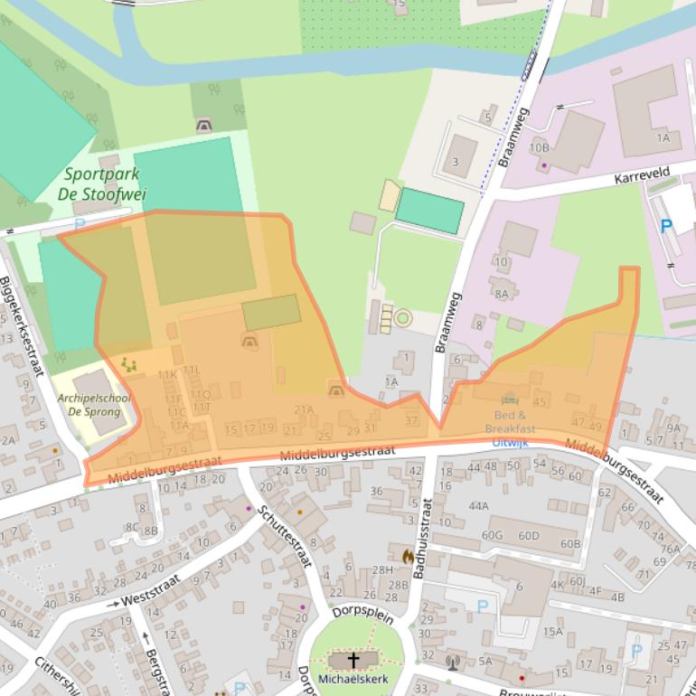 Kaart van postcodegebied 4371EP.