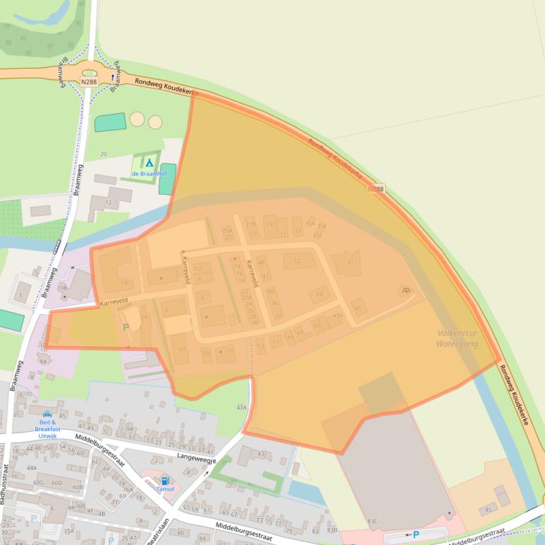 Kaart van postcodegebied 4371GA.