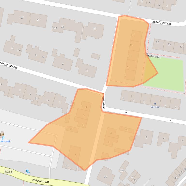 Kaart van postcodegebied 4374BJ.