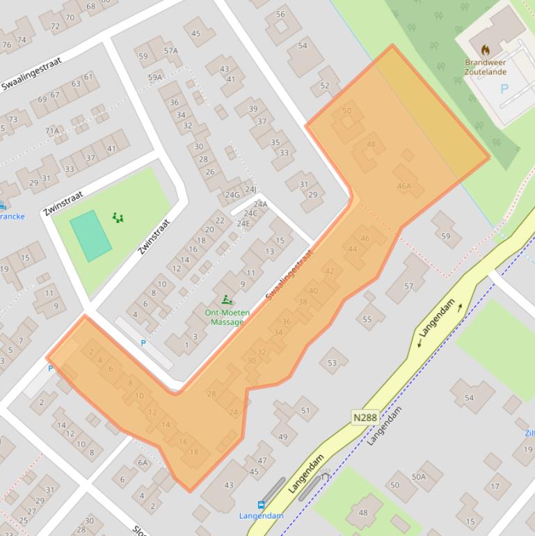 Kaart van postcodegebied 4374BX.