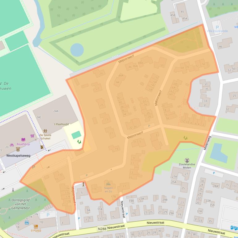 Kaart van postcodegebied 4374CA.