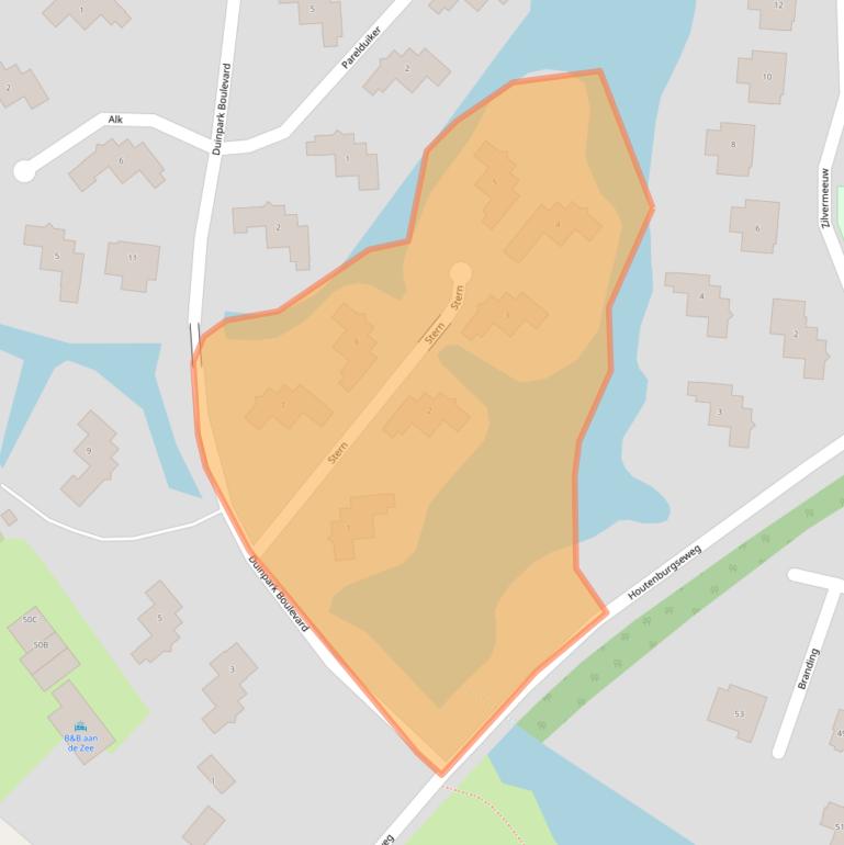 Kaart van postcodegebied 4374MB.