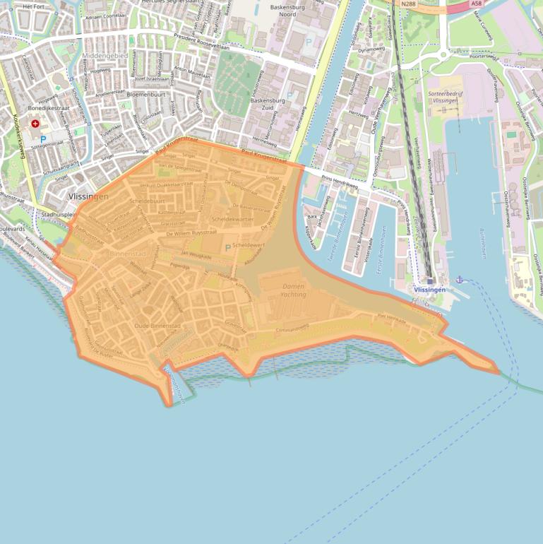 Kaart van postcodegebied 4381.