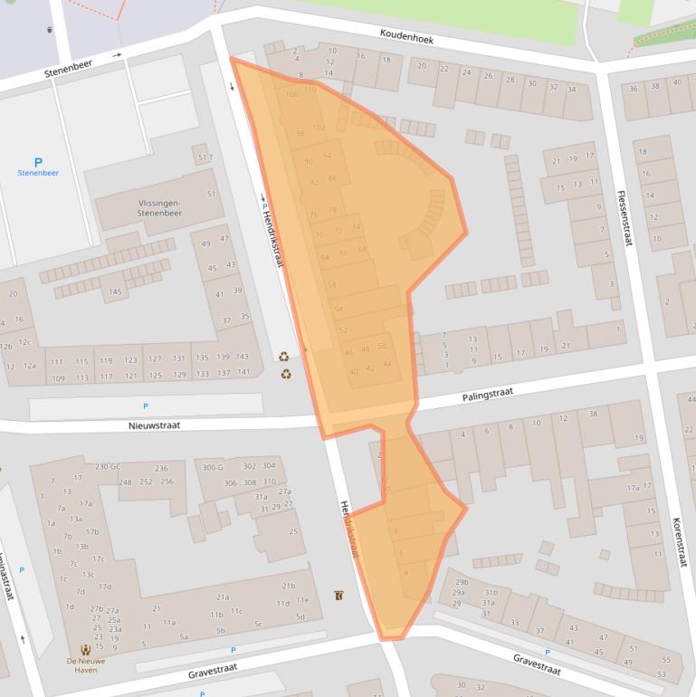 Kaart van postcodegebied 4381AB.