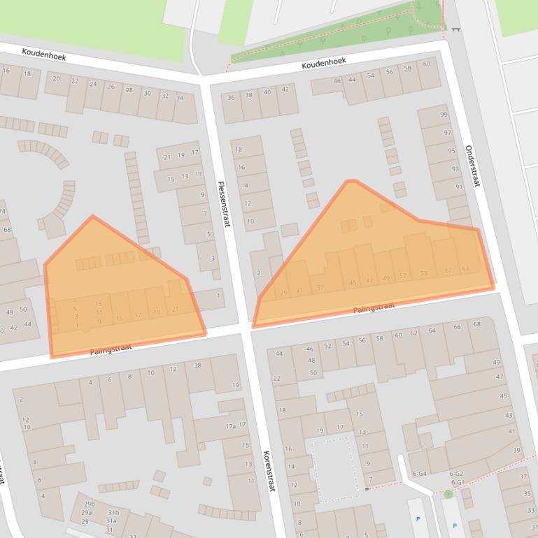 Kaart van postcodegebied 4381AE.