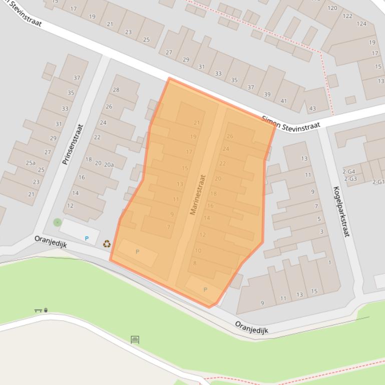 Kaart van postcodegebied 4381AW.