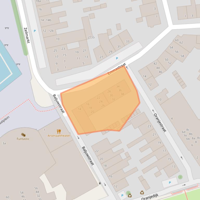 Kaart van postcodegebied 4381BE.