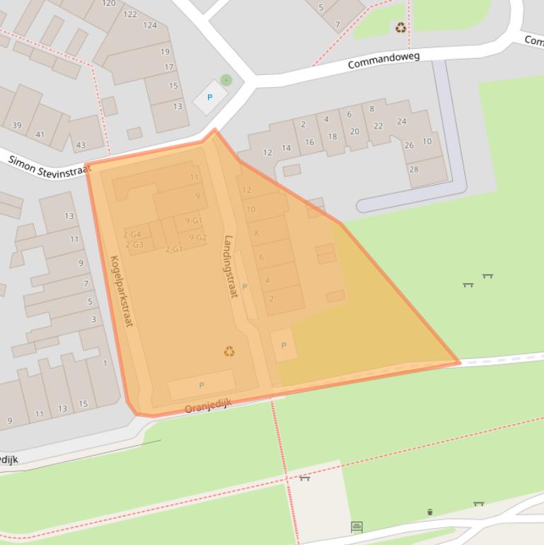 Kaart van postcodegebied 4381BJ.