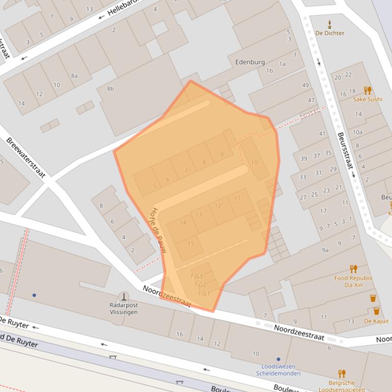 Kaart van postcodegebied 4381DA.