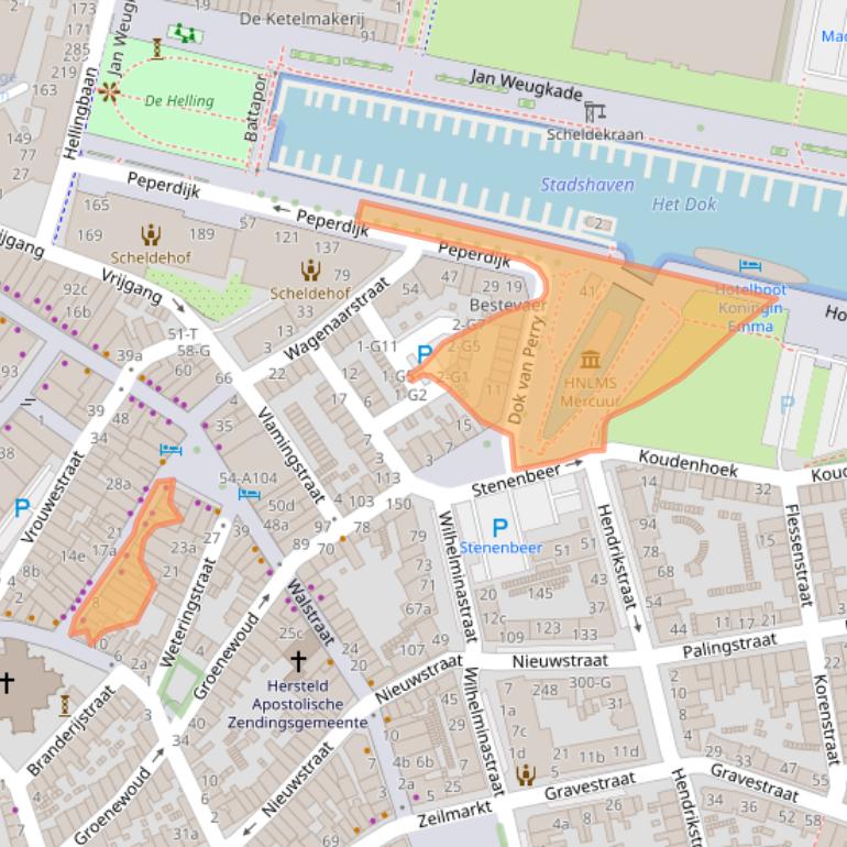 Kaart van postcodegebied 4381EL.