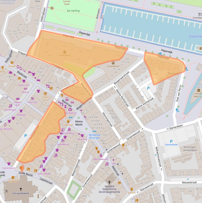 Kaart van postcodegebied 4381EN.