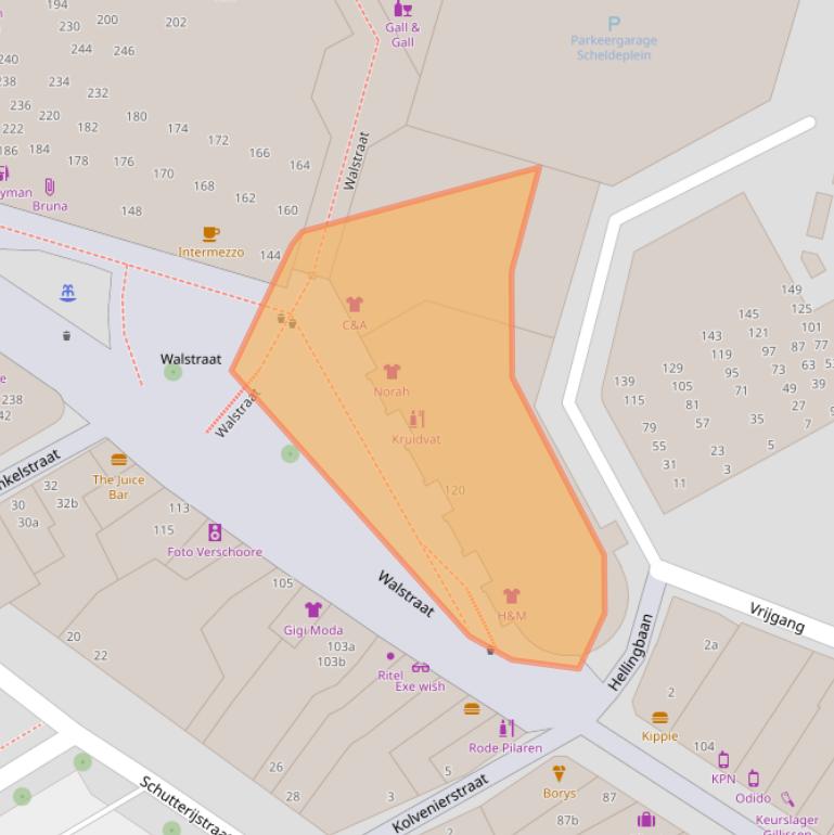 Kaart van postcodegebied 4381GS.