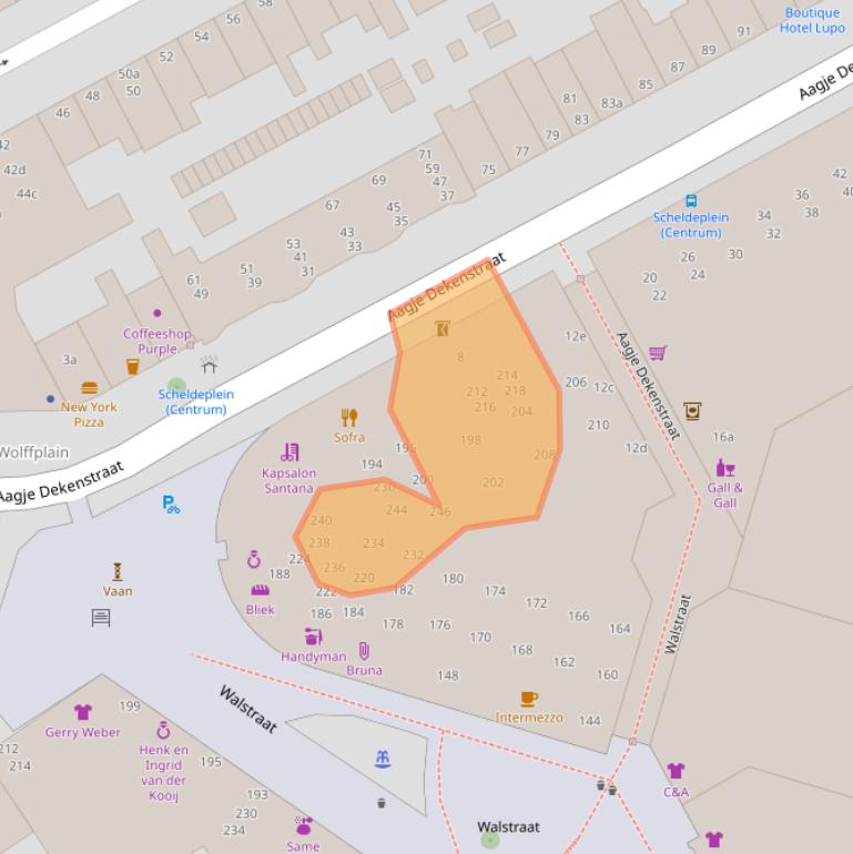 Kaart van postcodegebied 4381GW.