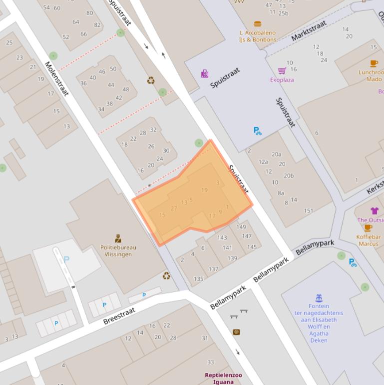 Kaart van postcodegebied 4381HN.