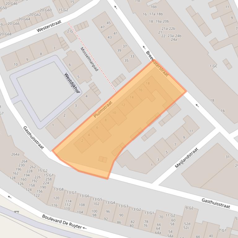 Kaart van postcodegebied 4381JT.