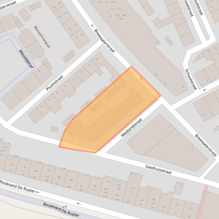 Kaart van postcodegebied 4381JV.