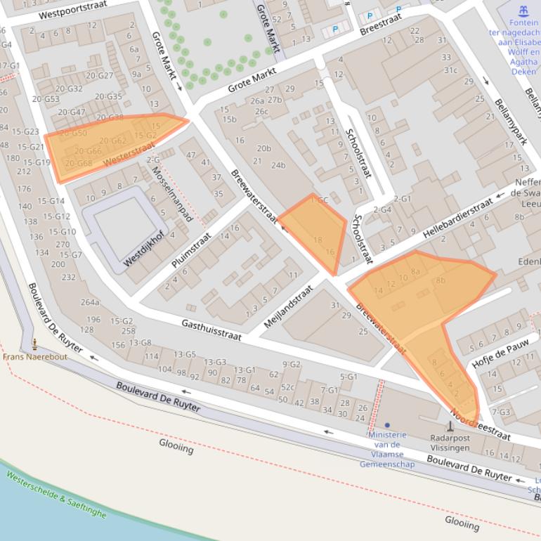 Kaart van postcodegebied 4381JX.