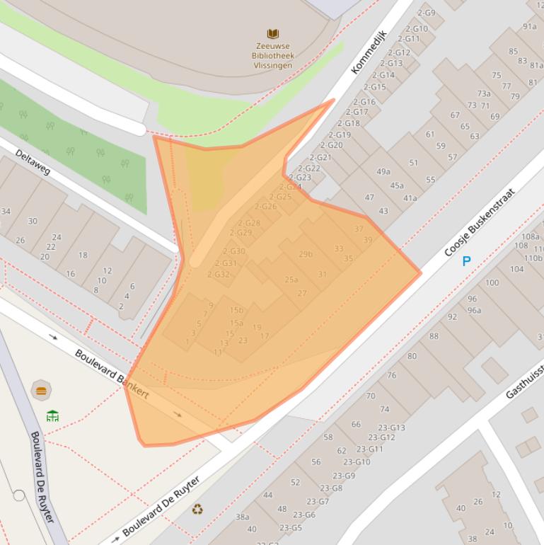 Kaart van postcodegebied 4381LA.