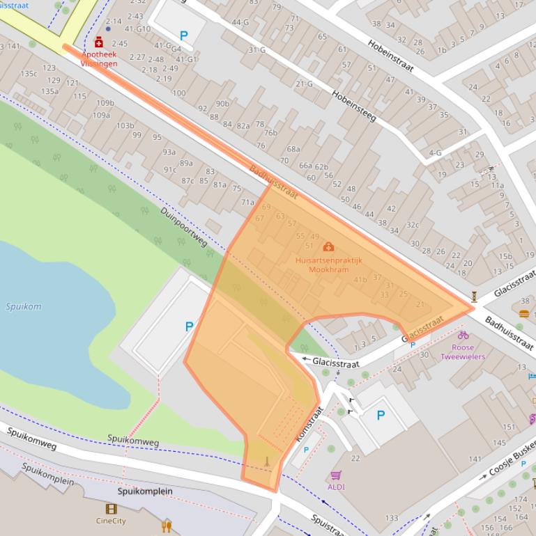 Kaart van postcodegebied 4381LN.