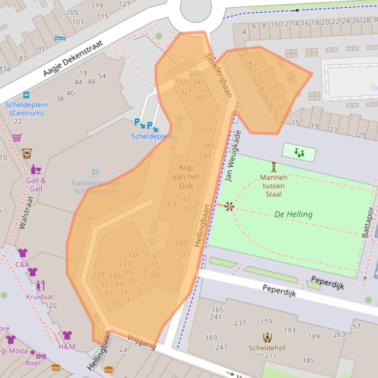 Kaart van postcodegebied 4381NN.