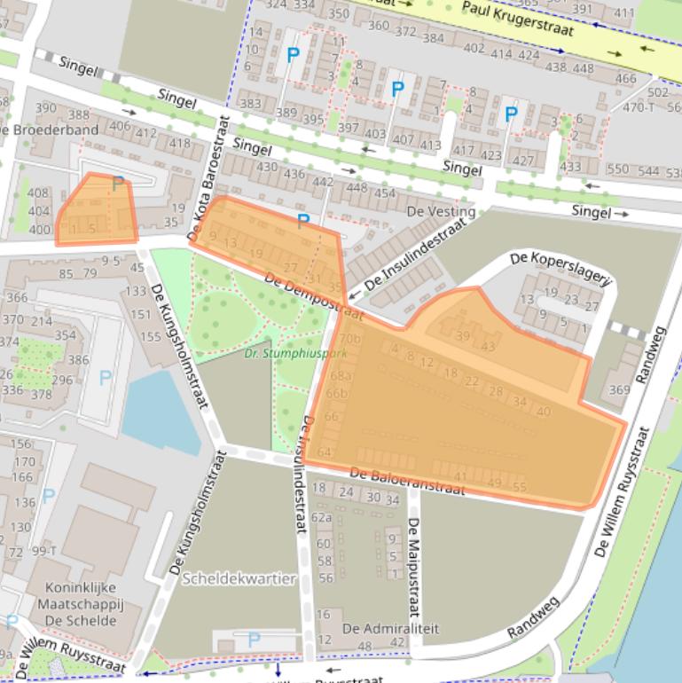 Kaart van postcodegebied 4381NV.