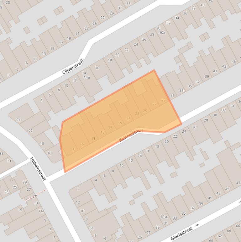 Kaart van postcodegebied 4381RA.