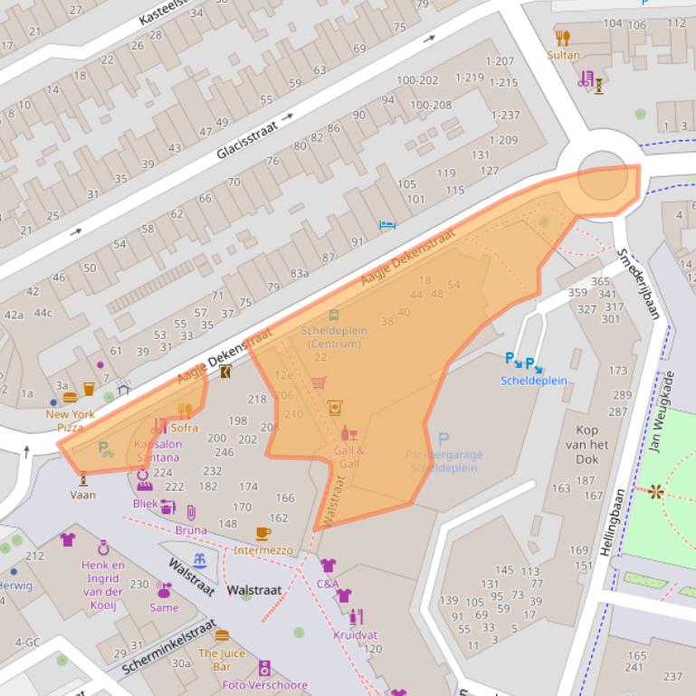 Kaart van postcodegebied 4381RZ.