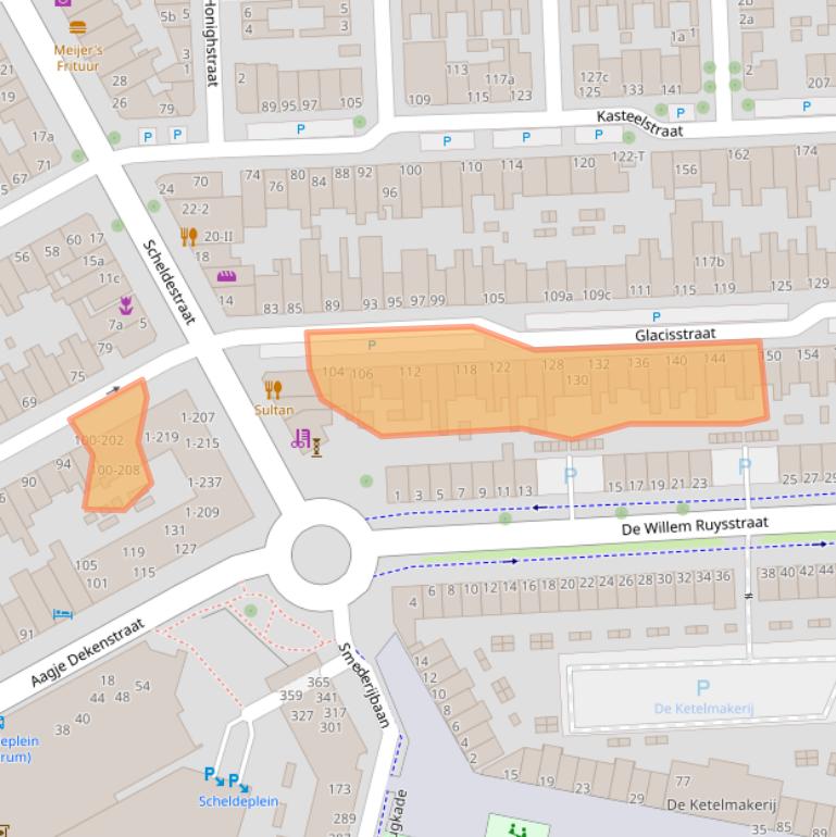 Kaart van postcodegebied 4381SG.