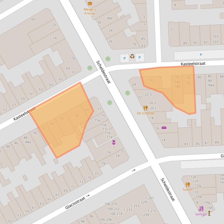 Kaart van postcodegebied 4381SL.