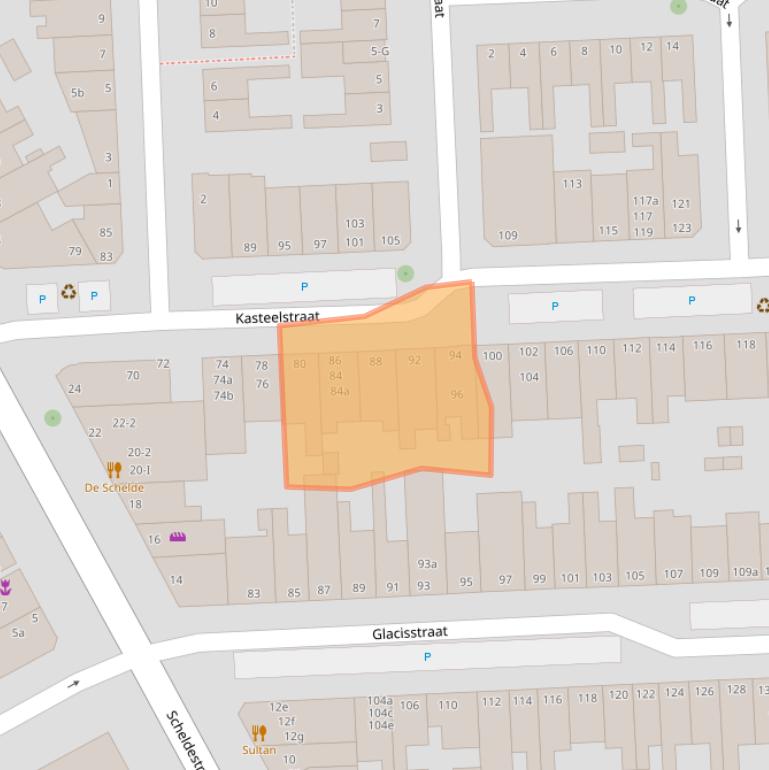 Kaart van postcodegebied 4381SM.