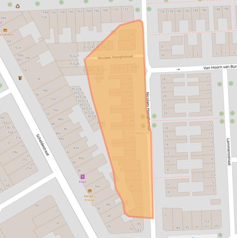 Kaart van postcodegebied 4381SP.