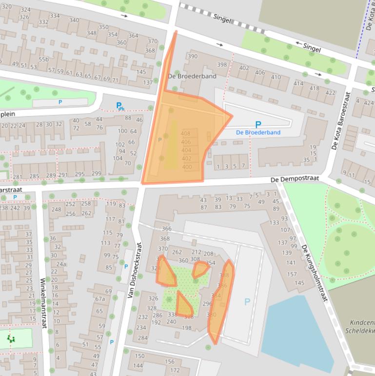 Kaart van postcodegebied 4381VW.