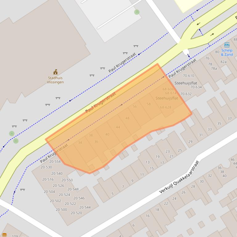 Kaart van postcodegebied 4381WE.