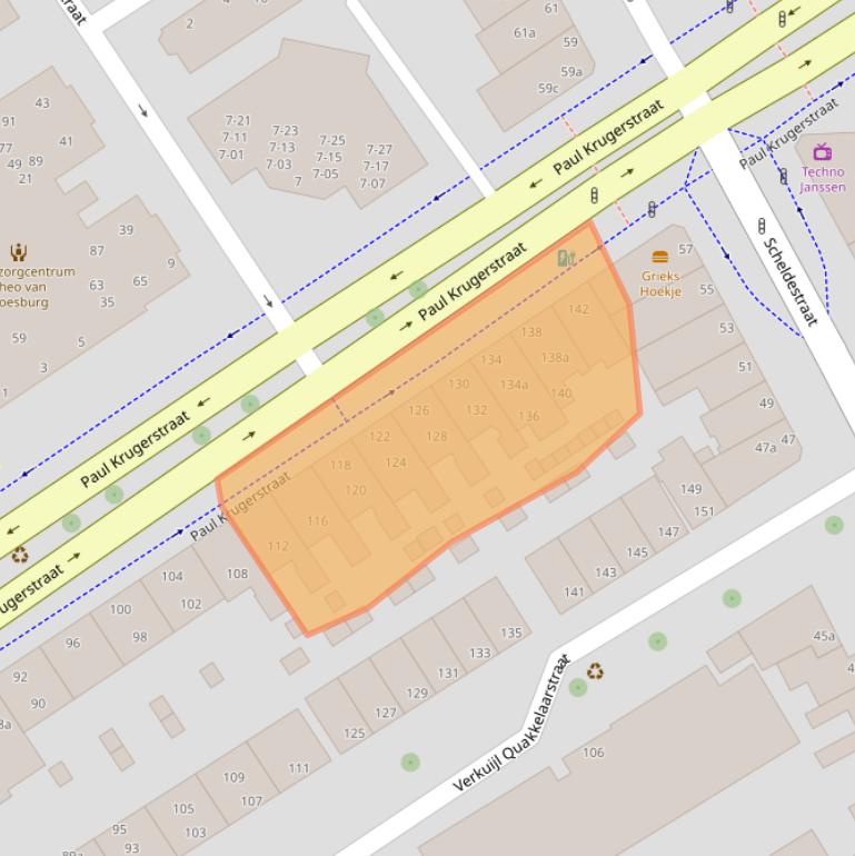 Kaart van postcodegebied 4381WJ.