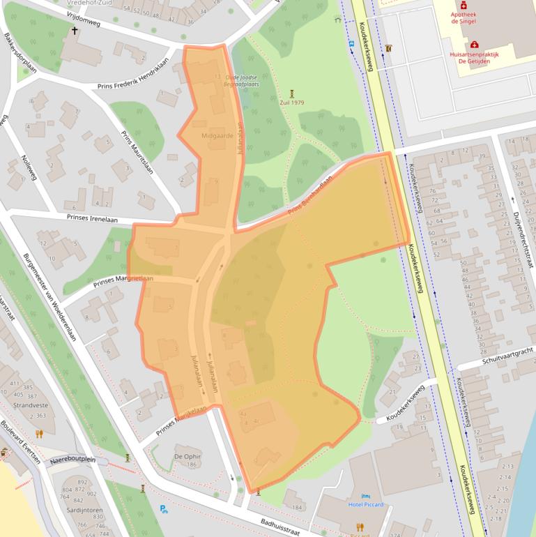 Kaart van postcodegebied 4382AT.