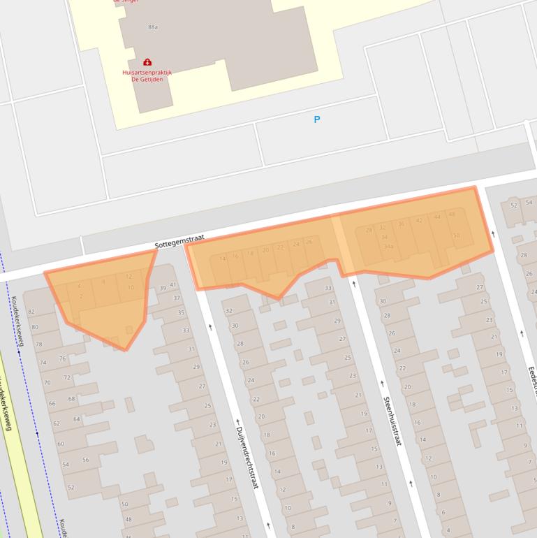 Kaart van postcodegebied 4382EN.
