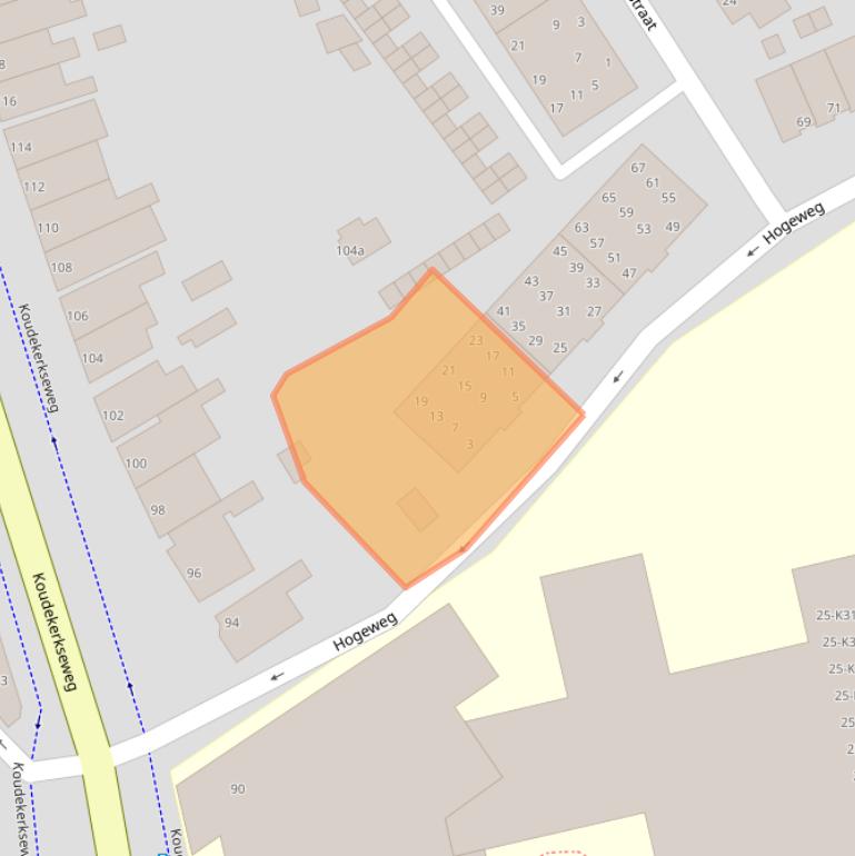 Kaart van postcodegebied 4382JA.