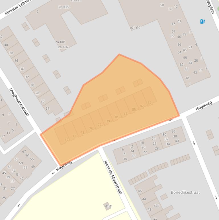 Kaart van postcodegebied 4382JD.